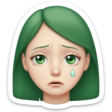 Very sad. Green eyes. Crying  sticker