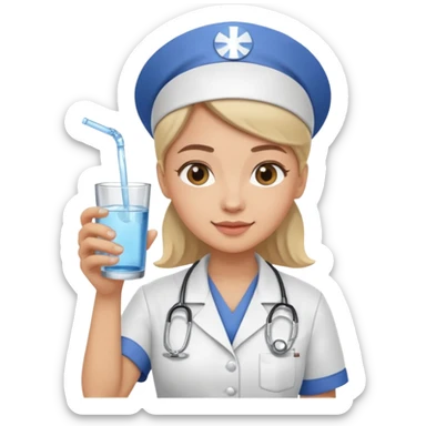 nurse holding drink sticker