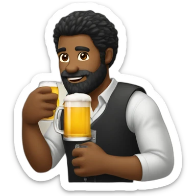 black sort hair beared man drinking beer sticker