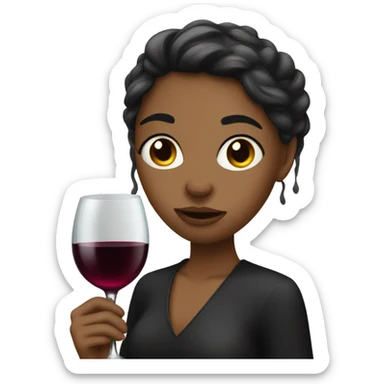 Girl with runny mascara and a wine glass sticker