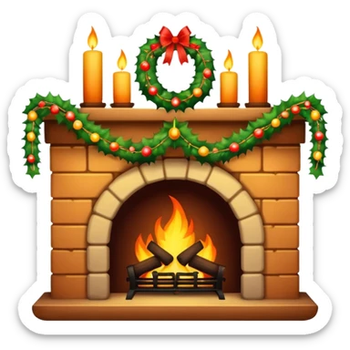 christmas fireplace sticker