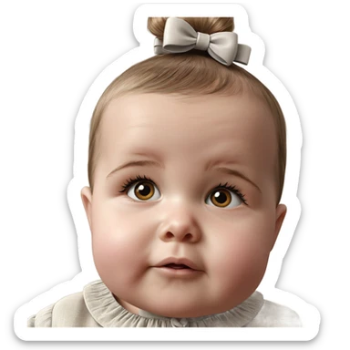 realistic portrait of girl with bow sticker