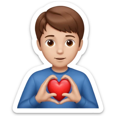 Boy taking his heart and throws it and it gets bigger and bigger sticker