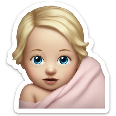 blue eyed blonde newborn girl realistic pink sticker
