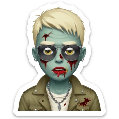 zombie boy model with lip piercing sunglasses sticker