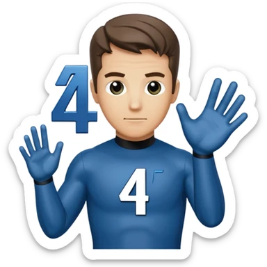 reed richards from fantastic four with the number 4 on chezt sticker