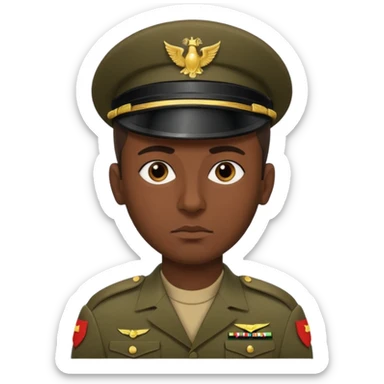 A portrait of an Iraqi soldier, shown from head to chest sticker