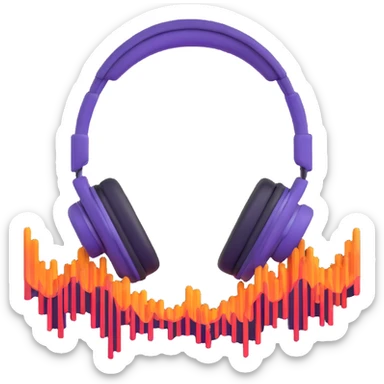 a living being made of sound waves listening to music with headphones sticker