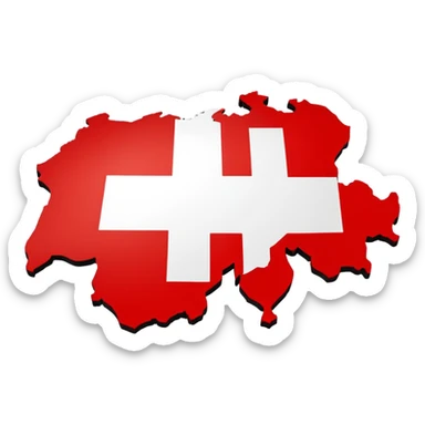 Outline / silhouette of the Swiss map with the Swiss flag design within this outline sticker