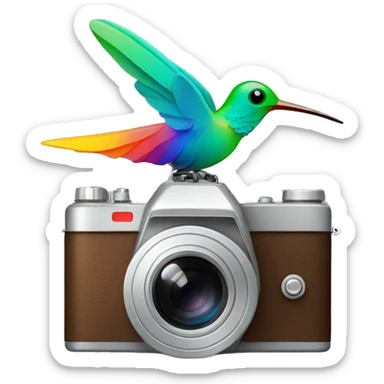 camera with colibri abstract sticker