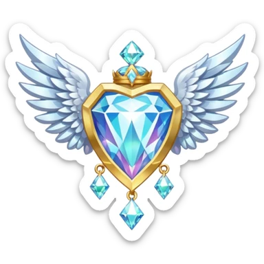 holy diamond emblem with white wings and diamond in the middle sticker