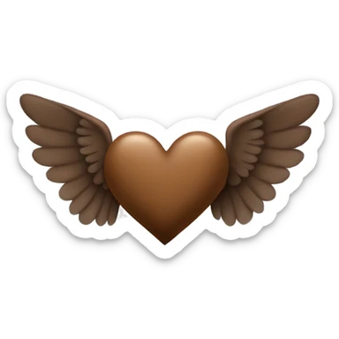 brown heart with wings sticker