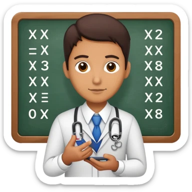 Math teacher with multiplication, addition, subtraction, and division symbols sticker