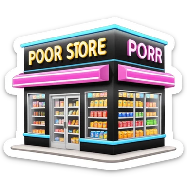 Convenience store named poor store and more sticker