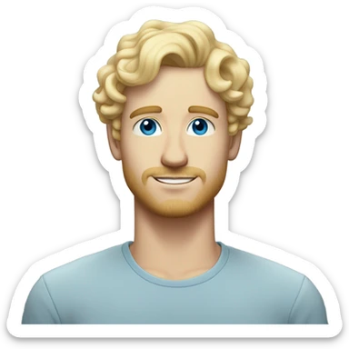 full body light curl blonde 30yo man blue eyed pale skin sticker