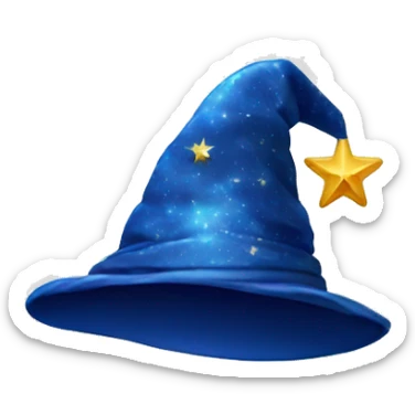 blue wizard hat with star and moon pattern sticker