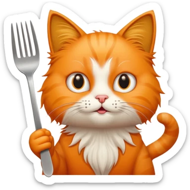 Cat with a fork  sticker