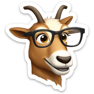 happy smart smiling brown chamois with glasses turn to left sticker