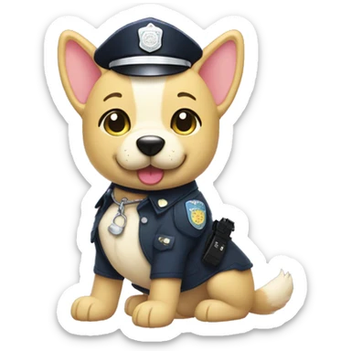 Police dog smelss Lady leg cute versin sanrio sticker