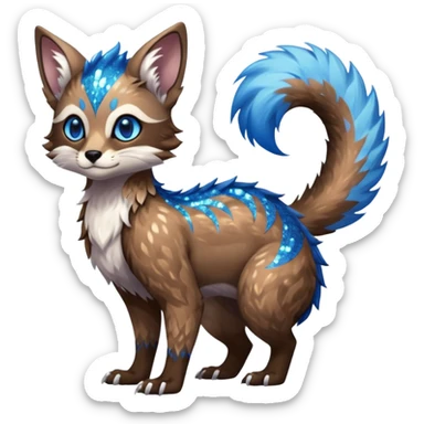 Feral Rare Fantasy cool handsome badass  sparkly shiny Vernid-Trico-species by LiLaiRa, random markings, tufted tail, tufted ears, full body sticker