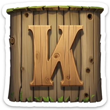 letter W on the side wall of a treehouse in a tree, only the top no trunk sticker