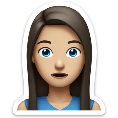 woman with long dark brown straight hair and blue eyes angry sticker