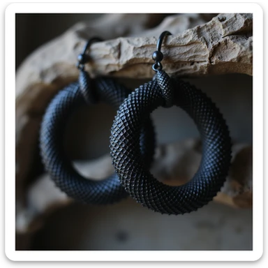 realistic goth earrings, black snake hoop, coiled gothic, mysterious sticker