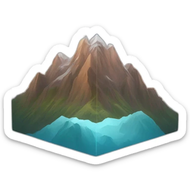 mountains in a cube sticker