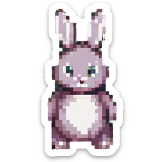 Add a green grassy field under and around the bunny, pixel art style, simple 2D flat colors, no other background details. sticker