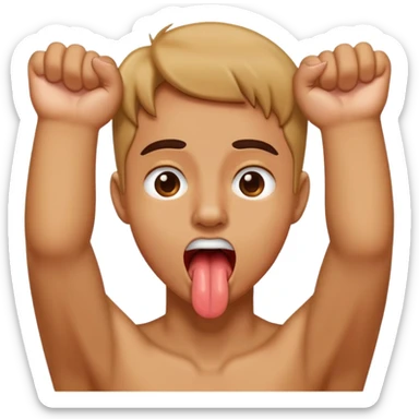 A persons arms grabbing their neck while pocking their tongues out  sticker