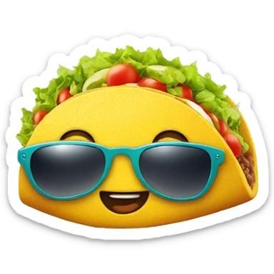 Imagine a taco with a big grin, sporting a pair of cool sunglasses, as if it's ready for a sunny day at the beach. sticker