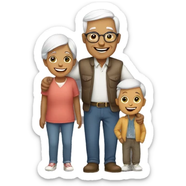 Grandparents holding grandson with stylish smiles sticker