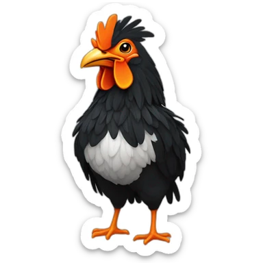 Gallo negro con plumas naranja sticker