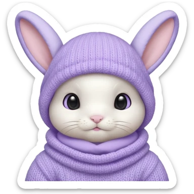 white baby bunny head in a pastel lavender balaclava sticker