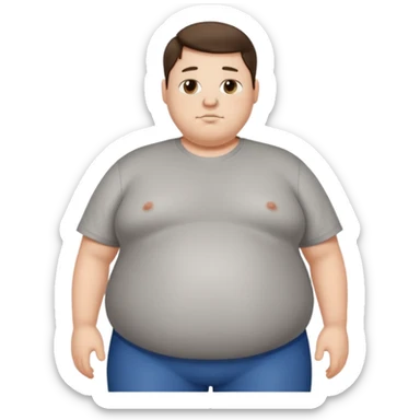 obese 20 year old brunette white male with large belly showing sticker