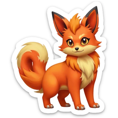 Cool Quilava-Litten-Flareon-animal-creature-hybrid full body sticker