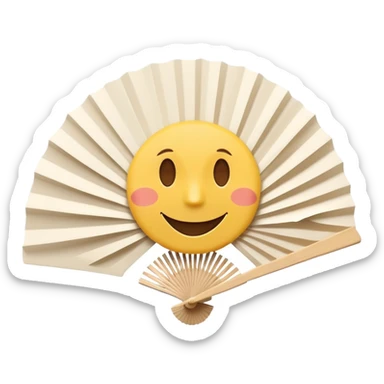 Paper fan with a cute smiling face sticker