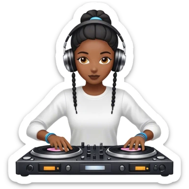 A black girl dj with turntables sticker