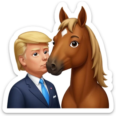 Donald trump kissing a horse named bubba ( the name bubba on its collar) sticker