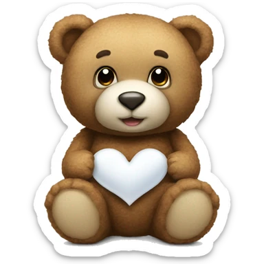 teddy bear with white heart sticker