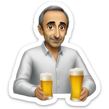 Eric Zemmour qui bois une bière sticker