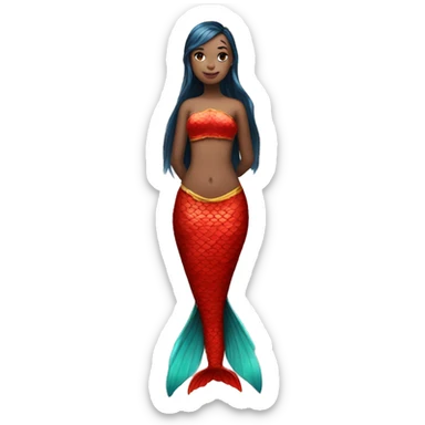 full body red chinese mermaid sticker