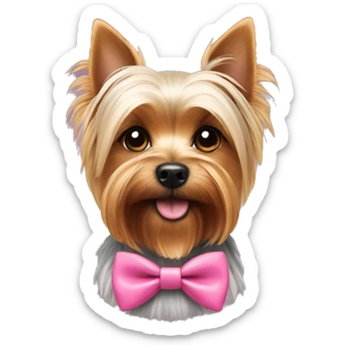 Yorkshire terrier with pink bowtie sticker