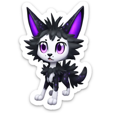 Epic Edgy Black White Purple Sergal-shiny sparkle starry Serval-Fionbri full body sticker