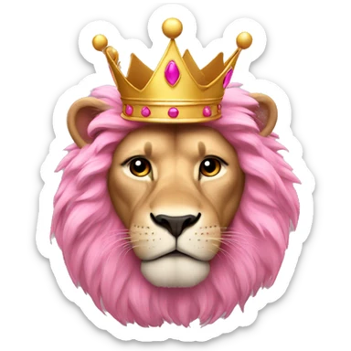 Lion with pink fur with a crown  sticker