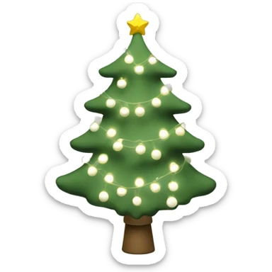Sage green christmas tree with lights and white decorations sticker