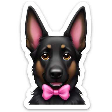 Black German shepherd dog with pink bow sticker