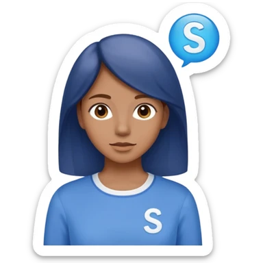 Chico de pelo cafe con blusa de mangas largas azules y la parte en medio de la blusa es blanca con una s azul en medio sticker