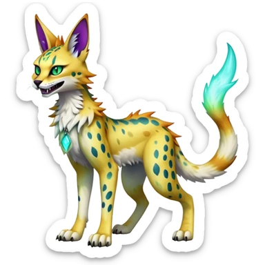Epic Edgy Colorful ethereal eldritch Sergal-Serval-Fionbri full body sticker