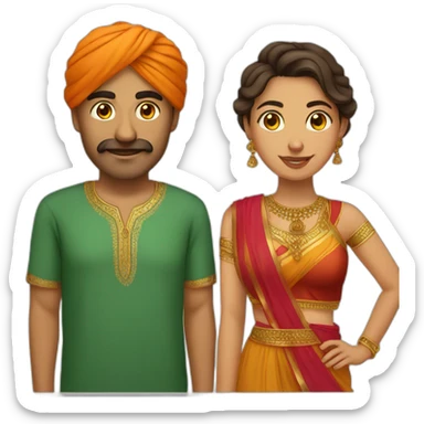 Indian man and bulgarian woman couple sticker